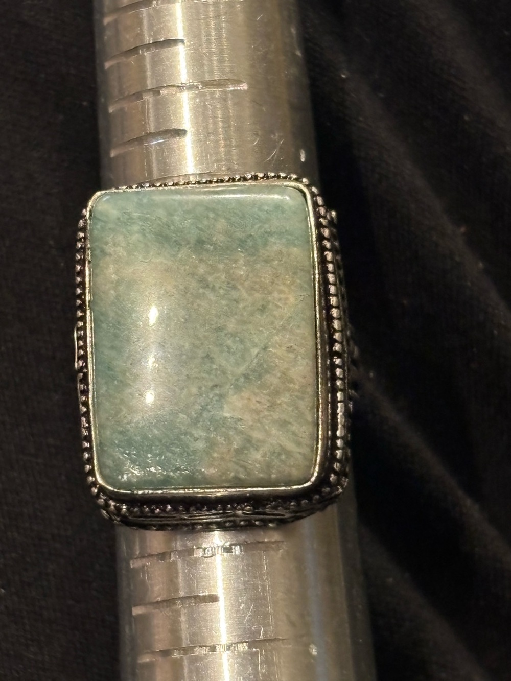 Sterling Silver Rectangular Green Amazonite Ring